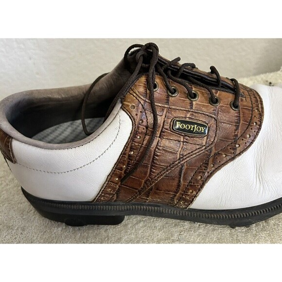 Dryjoy Men\'s Golf Shoes 9 1/2W 53712 E.C.L Leather System White And Brown main image 15